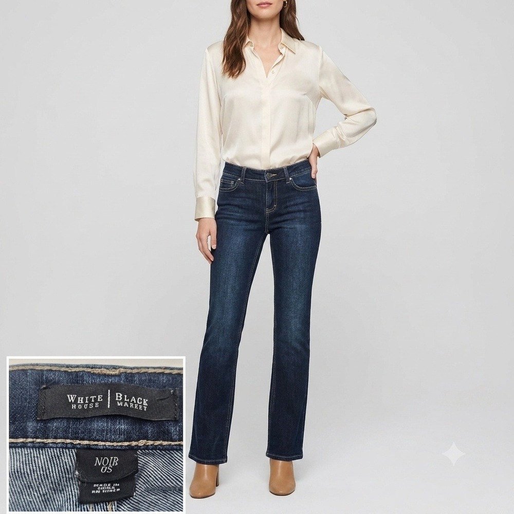 White House Black Market Jeans Women 0S Blue Noir Slim Leg Dark Wash Stretch